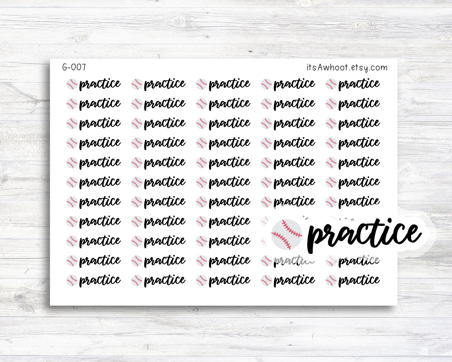 Baseball Practice Planner Stickers (G007)