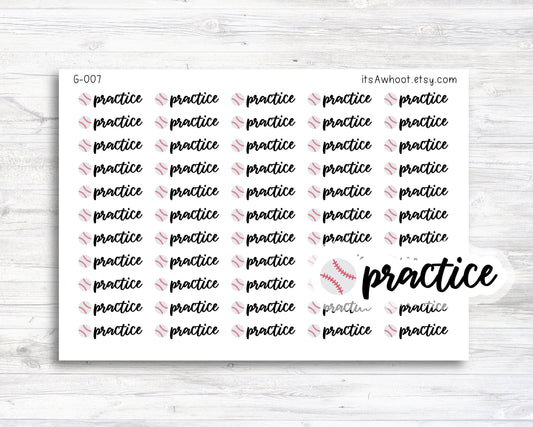 Baseball Practice Planner Stickers (G007)