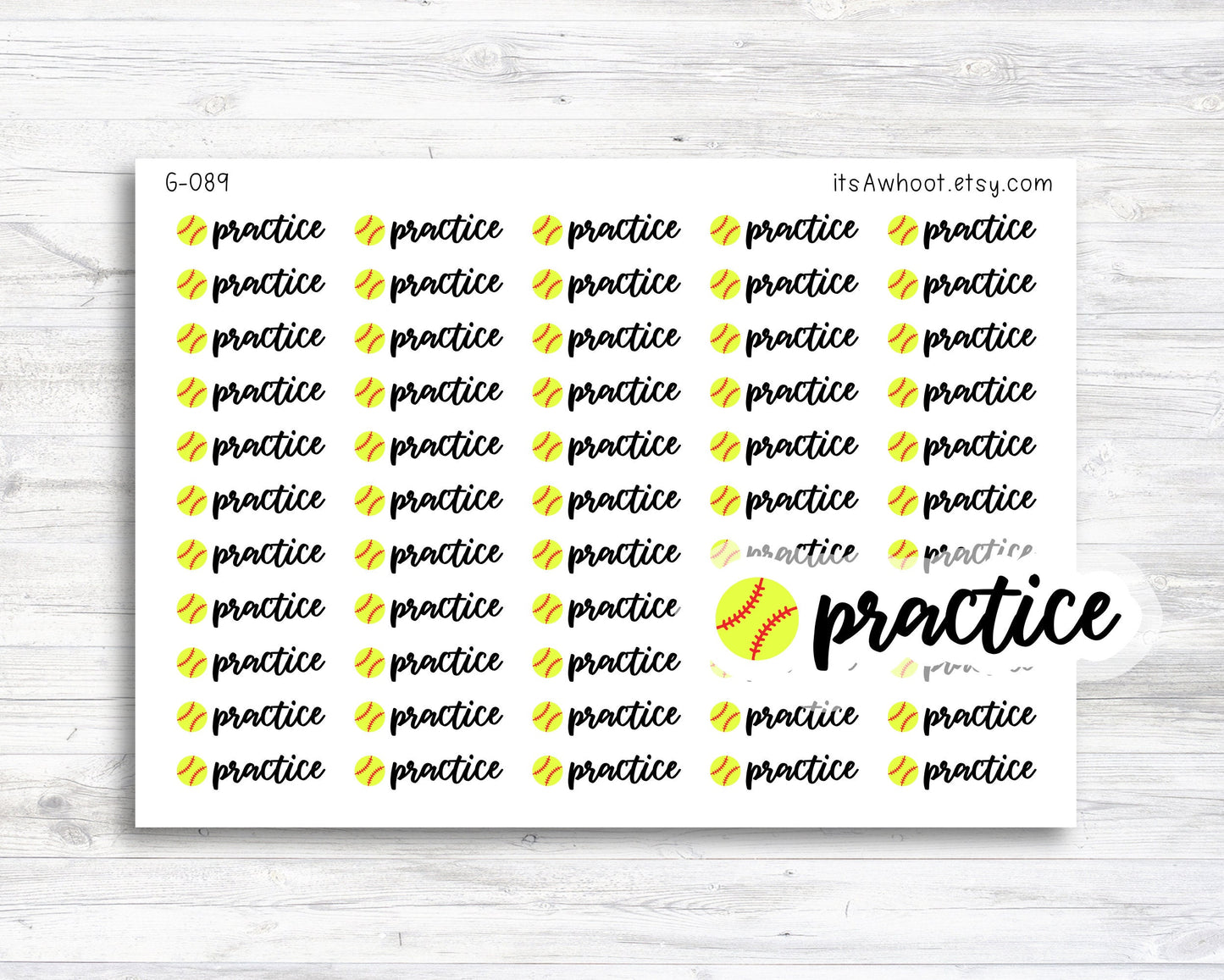 Softball Practice Planner Stickers, Softball Practice Sticker, Softball Sticker (G089)