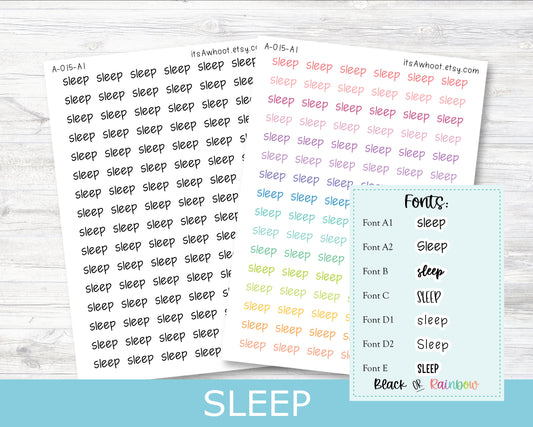 SLEEP Script Planner Stickers - Multiple Fonts/Colors Available (A015)