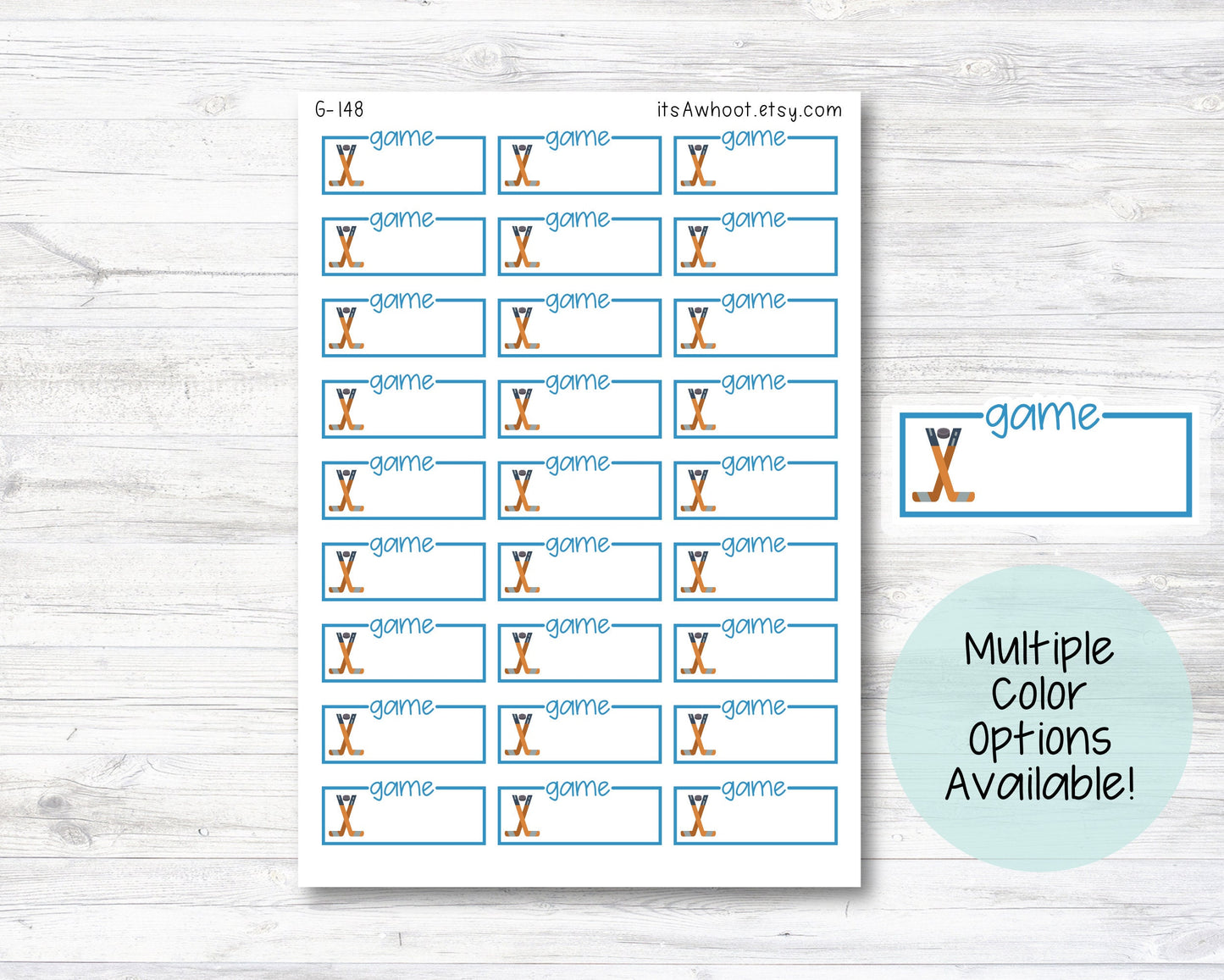 Hockey Game Script Box Label Planner Stickers (G148)