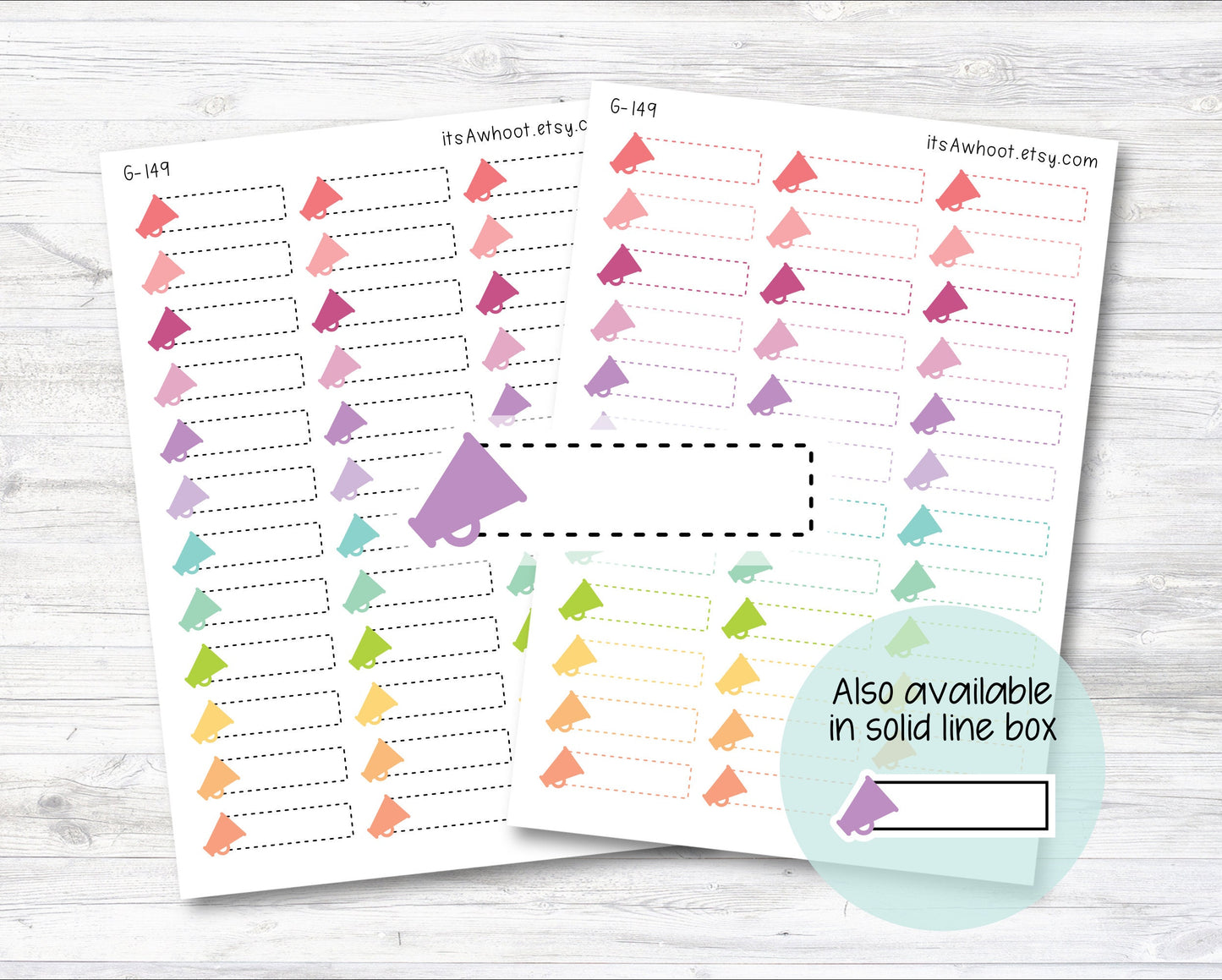 Cheerleading Quarter Box Label Planner Stickers - Dash or Solid (G149)