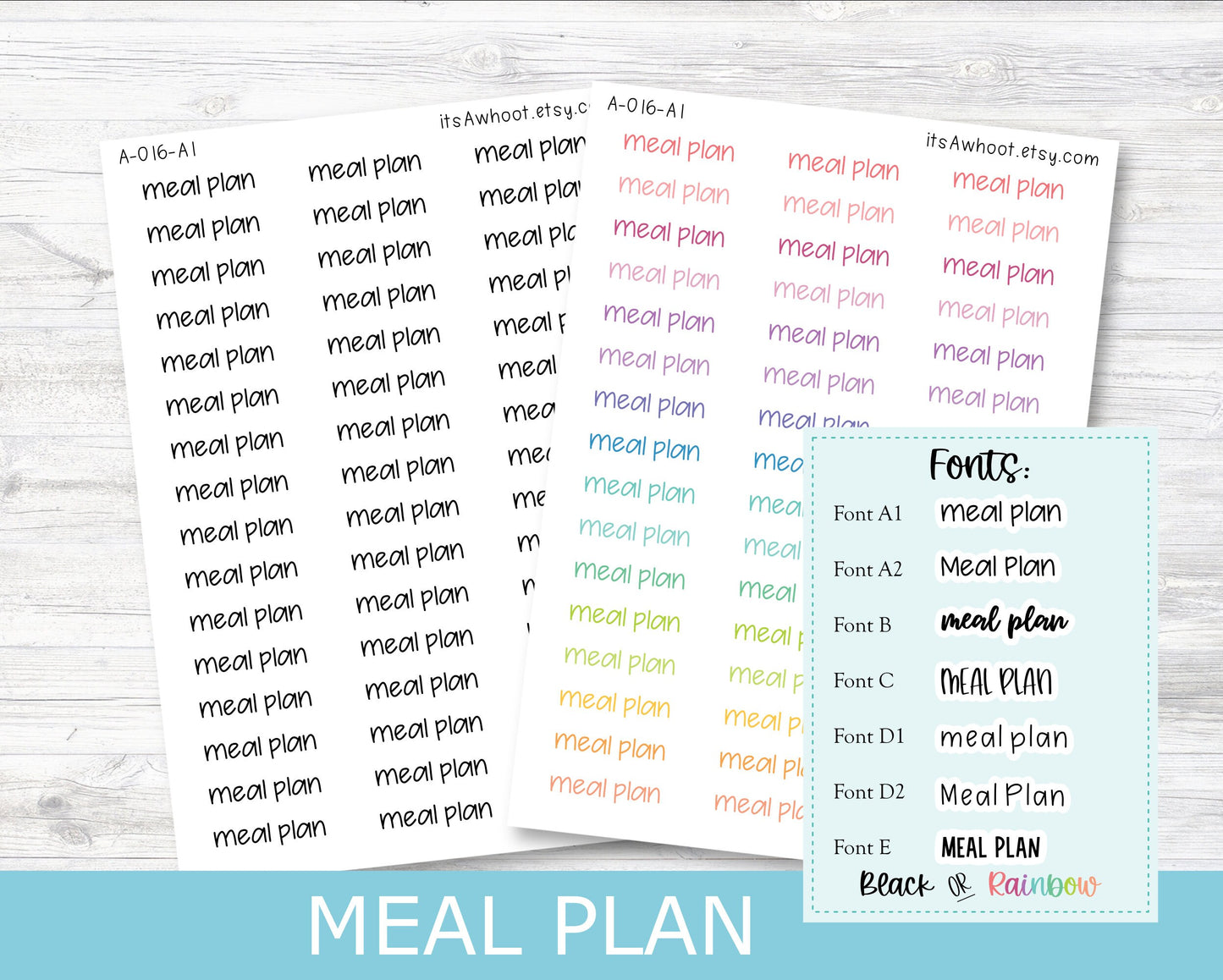 MEAL PLAN Script Planner Stickers - Multiple Fonts/Colors Available (A016)