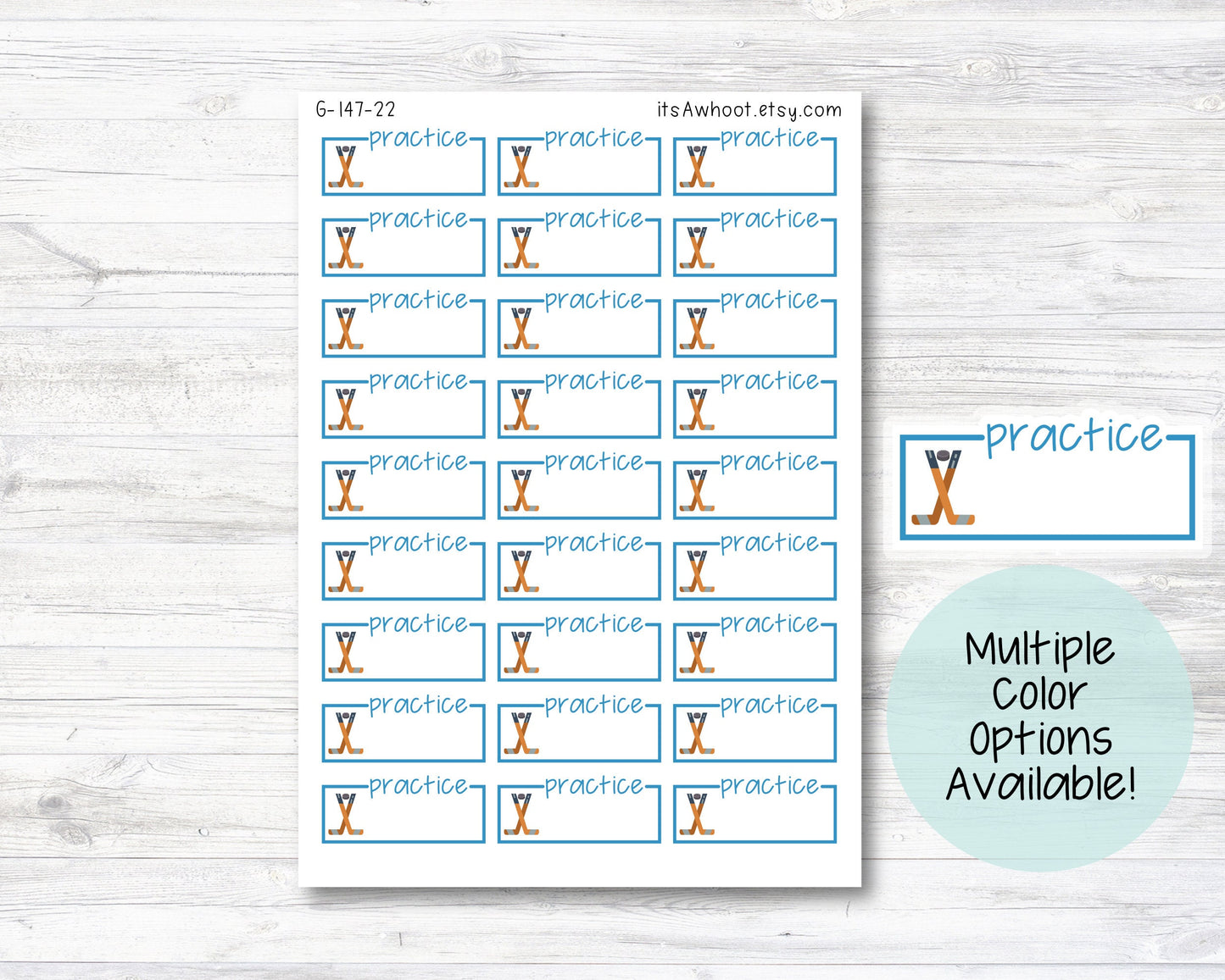 Hockey Practice Script Box Label Planner Stickers (G147)