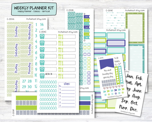 WEEKLY Kit Planner Stickers - "Double Arrow" - Happy Planner CLASSIC - Vertical (C004)