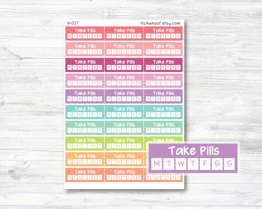 Take Pills Habit Tracker Sidebar Stickers- Set of 30 (H027)