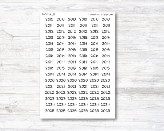 Year Script Planner Stickers - 2010 - 2025 Stickers - SMALL (G061_11)