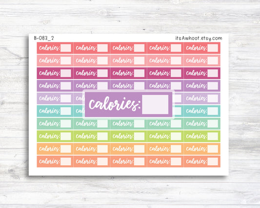 Calories Box Label, Daily Calorie Tracking Stickers - Small Labels (B083_2)