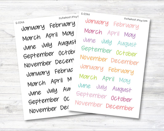 Month Script Planner Stickers (G024A)
