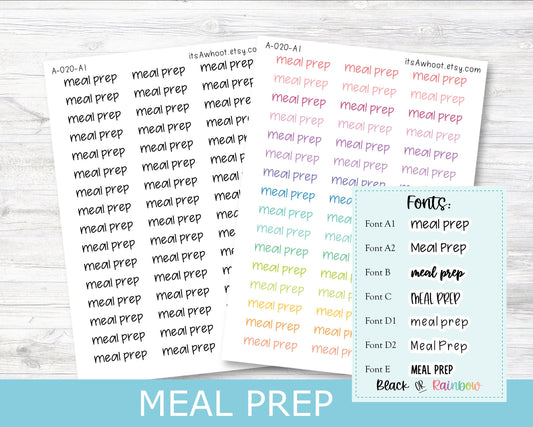 MEAL PREP Script Planner Stickers - Multiple Fonts/Colors available (A020)
