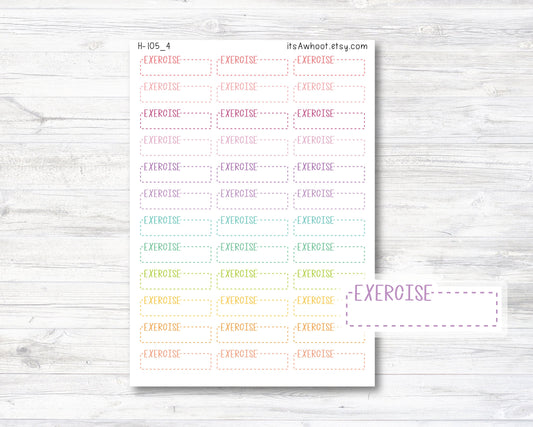 Exercise Quarter Box Label Planner Stickers, Exercise Stickers (H105_4)
