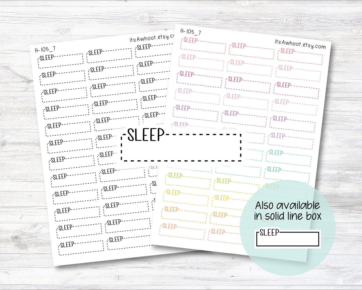 Sleep Quarter Box Label Planner Stickers - Dash or Solid, Sleep Sticker (H105_7)