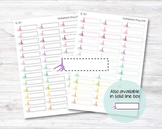 Gymnastics / Tumbling Quarter Box Label Planner Stickers - Dash or Solid (G151)