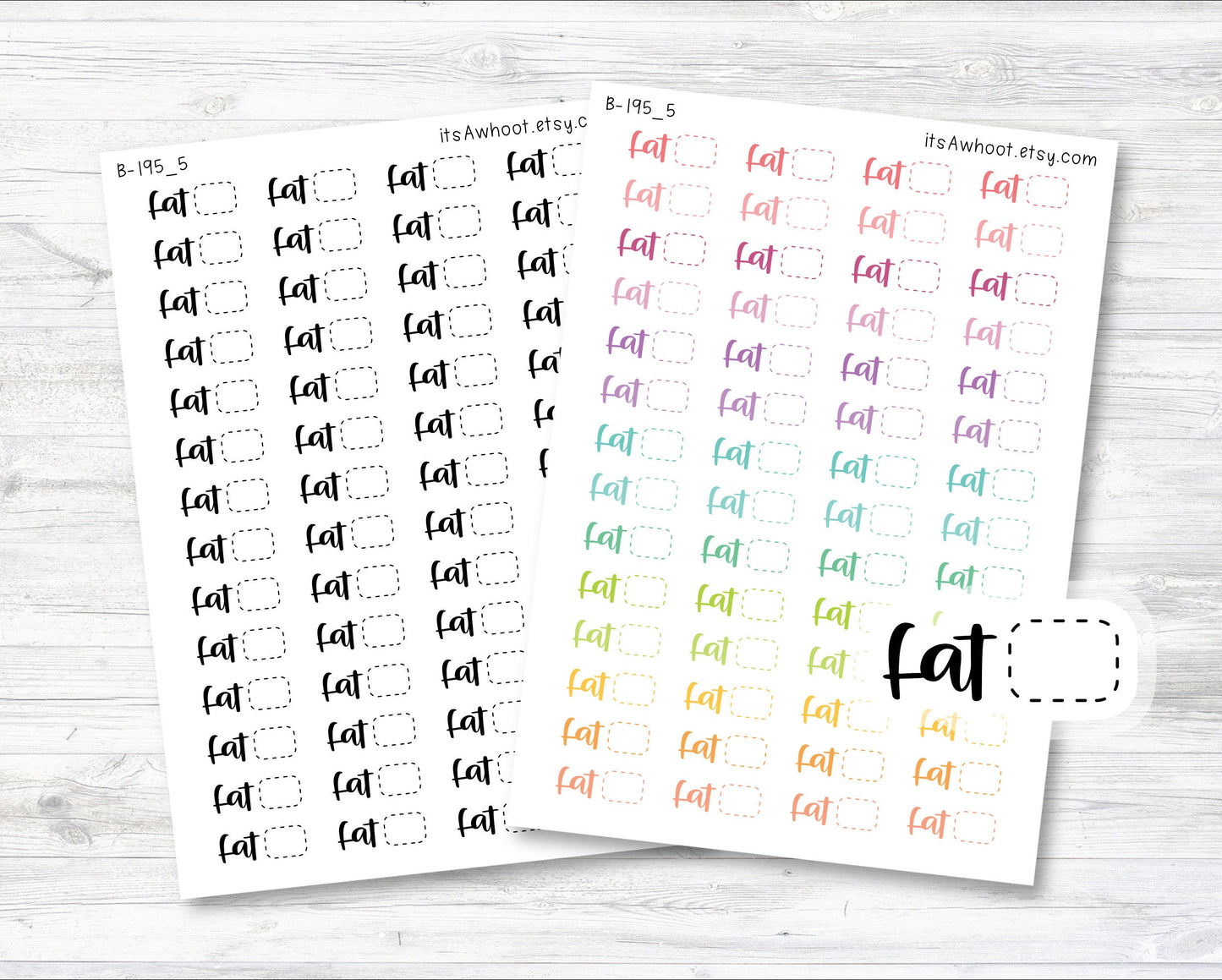 Fat Stickers, Fat Script Planner Stickers (B195_5)