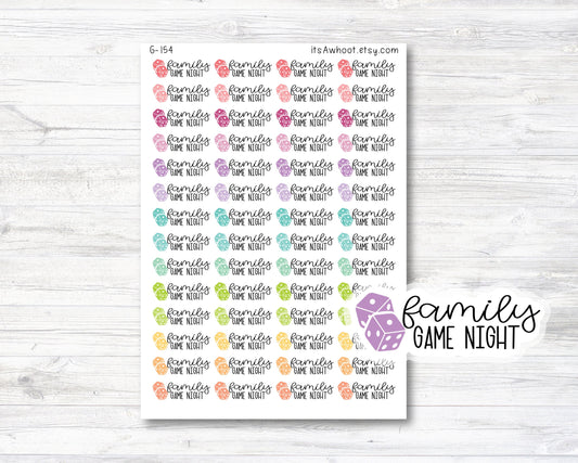 Family Game Night Planner Stickers Game Night Stickers (G154)