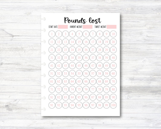 100 Pounds Lost Tracker Happy Planner Insert - Classic Size (M017)