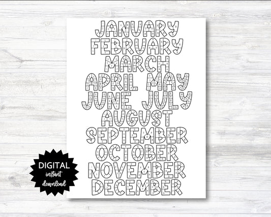 Habit Tracker Coloring Sheet Printable, Month Habit Tracker Coloring Sheet, Year Habit Tracker Coloring Sheet, In Order PRINTABLE (N001_6)