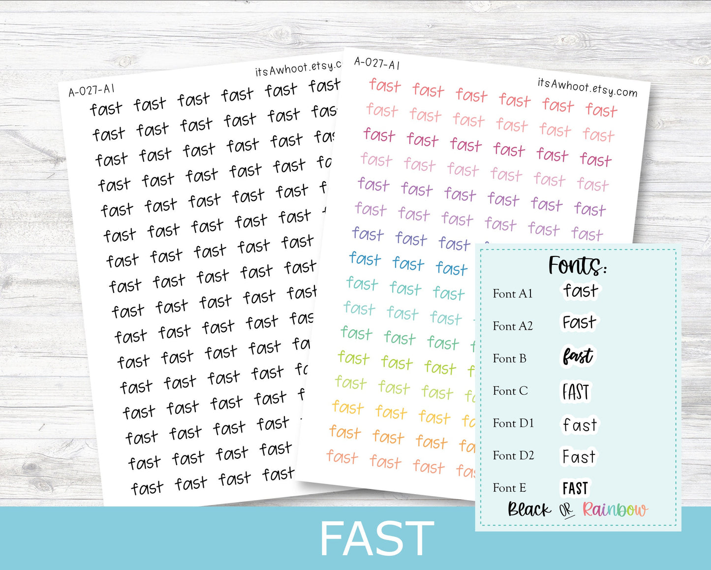 FAST Script Planner Stickers - Multiple Fonts/Colors Available (A027)