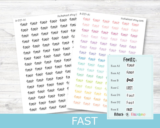 FAST Script Planner Stickers - Multiple Fonts/Colors Available (A027)