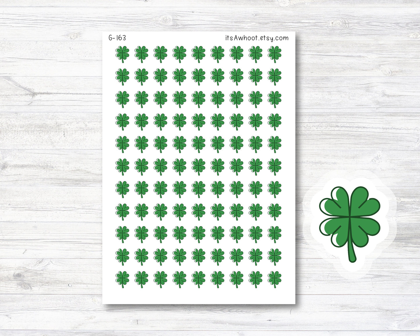 Four Leaf Clover Sticker / Clover Icon Sticker, Clover Planner Stickers (G163)