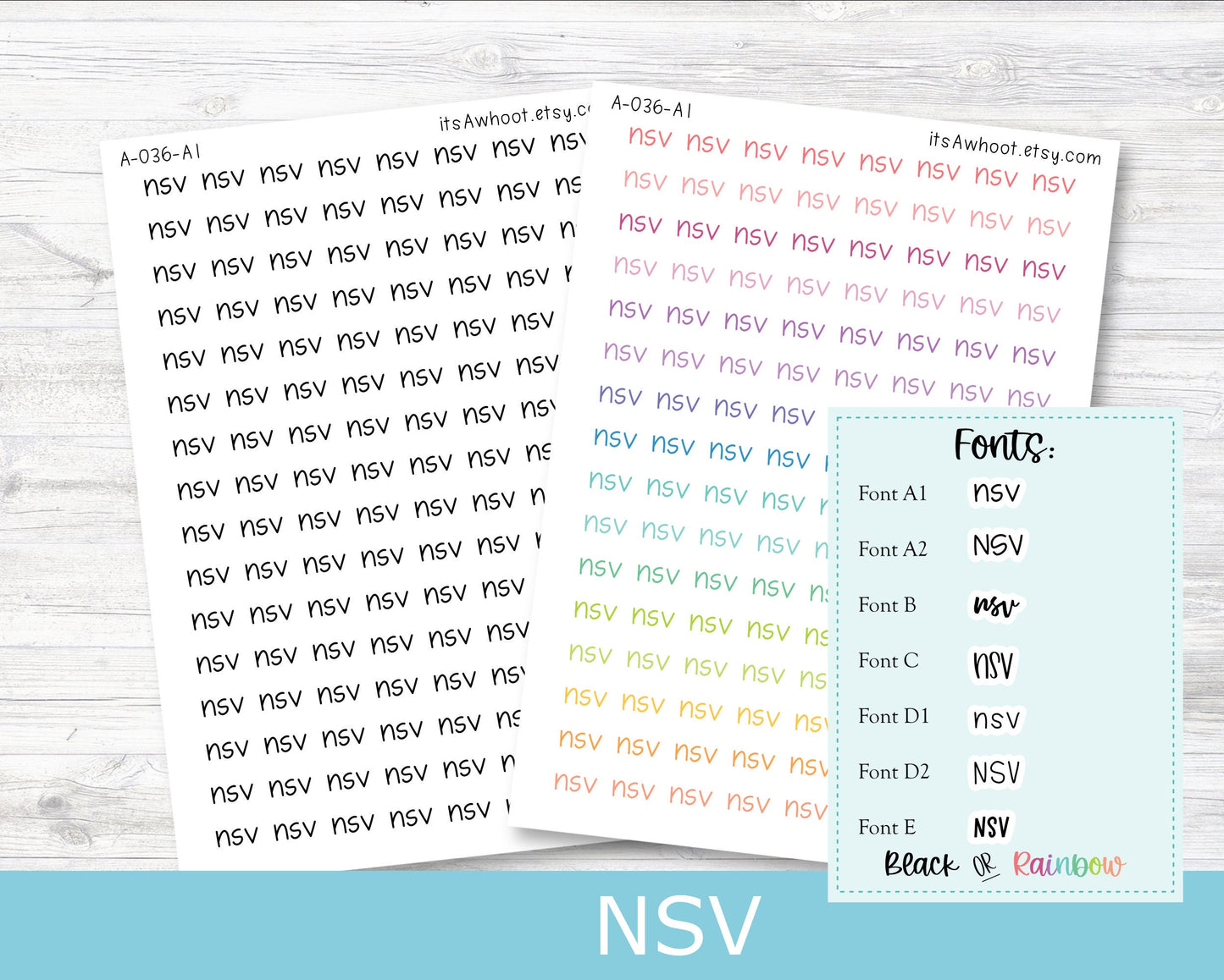 NSV Script Planner Stickers - Multiple Fonts/Colors Available (A036)