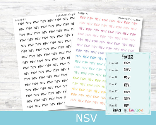 NSV Script Planner Stickers - Multiple Fonts/Colors Available (A036)