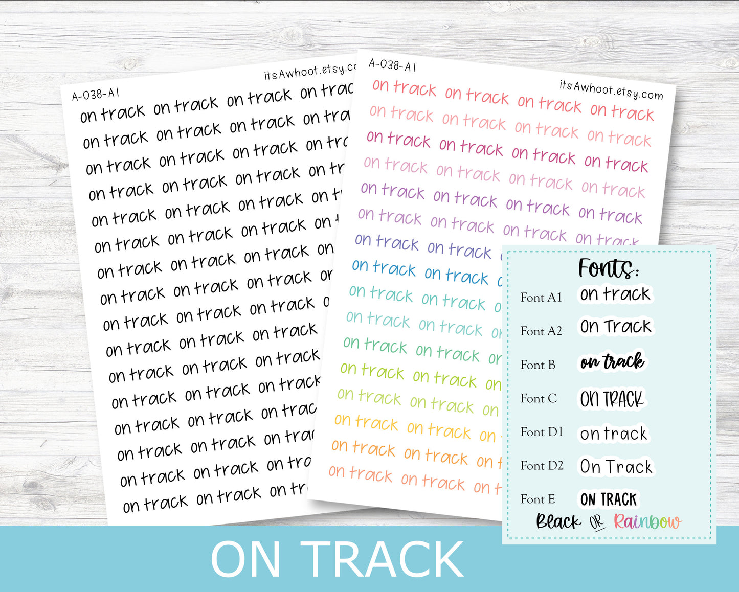 ON TRACK Script Planner Stickers - Multiple Fonts/Colors Available (A038)