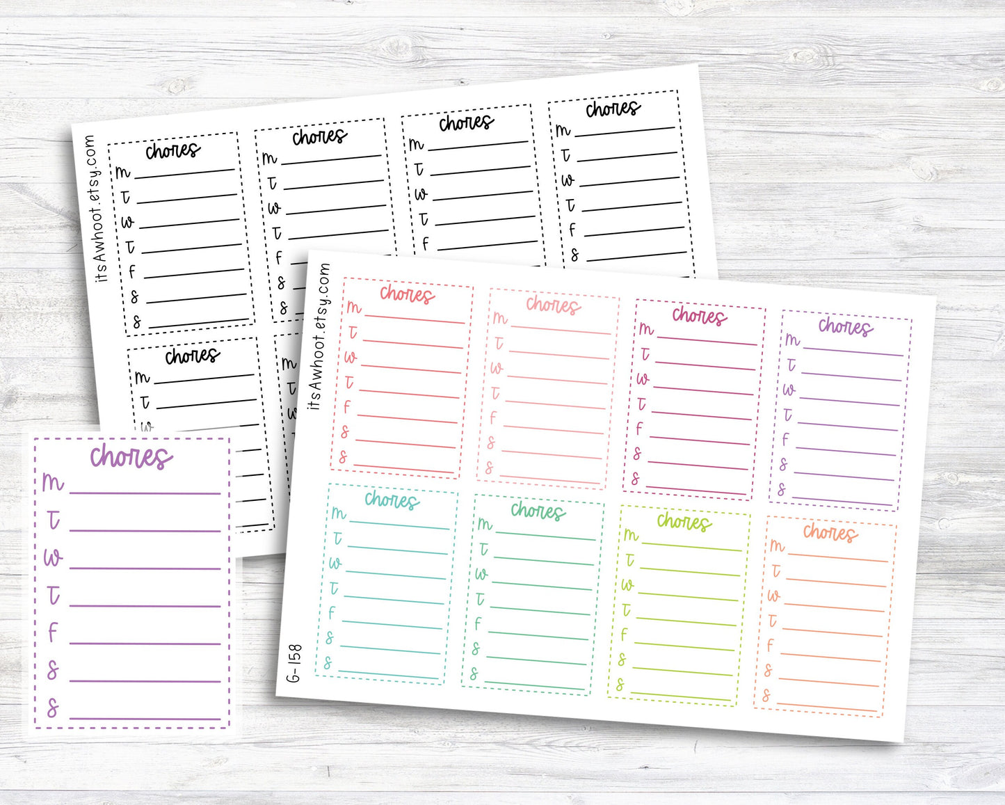 Chores Sidebar Stickers / Weekly Chore list - Dash Box (G158)