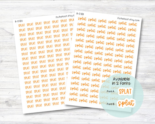 Orange Splat Stickers, Splat Script Planner Stickers (B018)