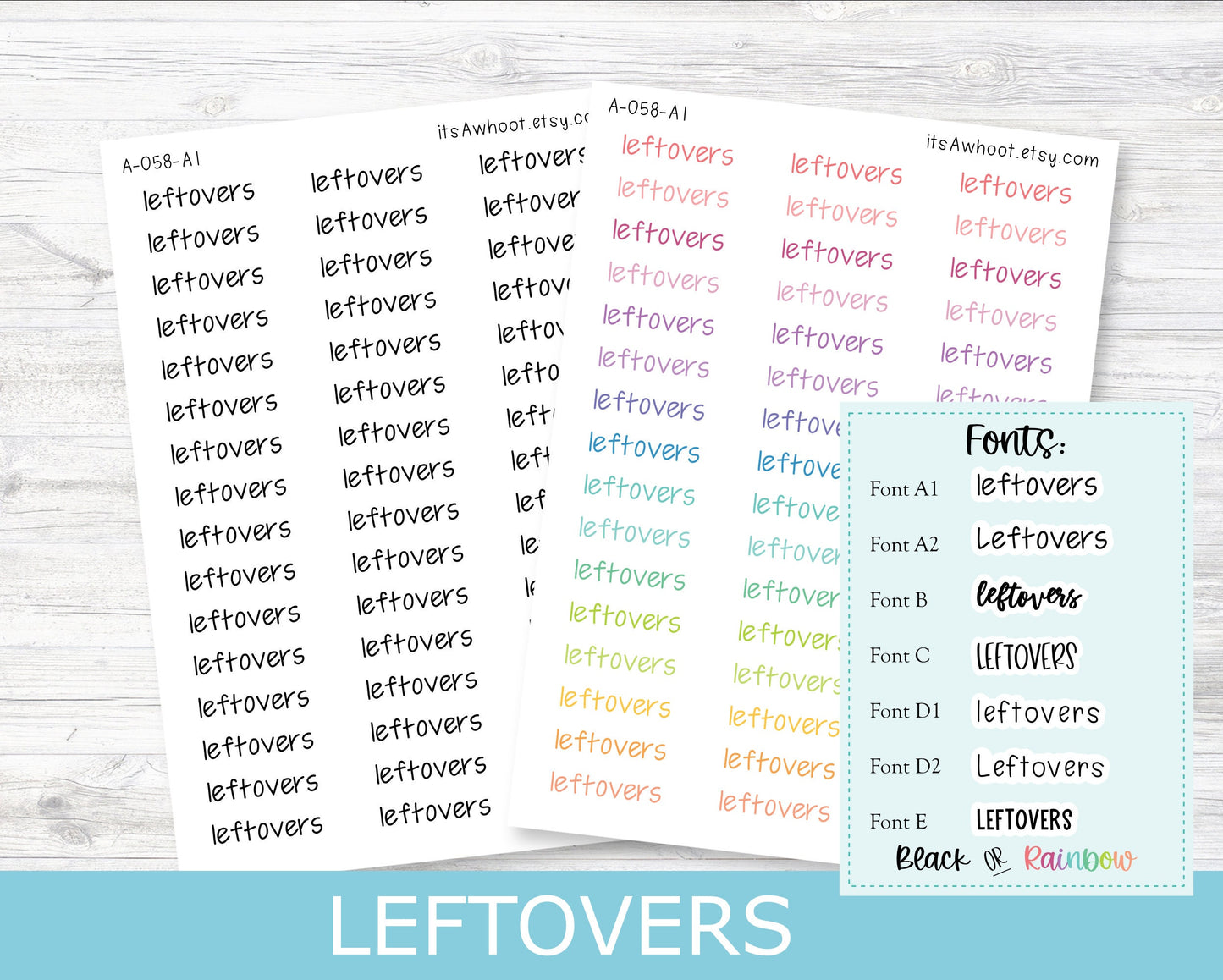 LEFTOVERS Script Planner Stickers - Multiple Fonts/Colors Available (A058)