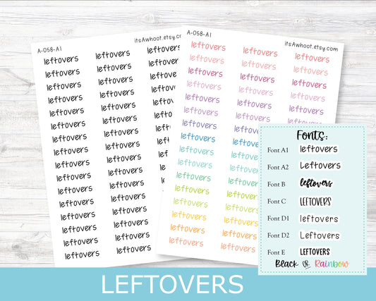 LEFTOVERS Script Planner Stickers - Multiple Fonts/Colors Available (A058)