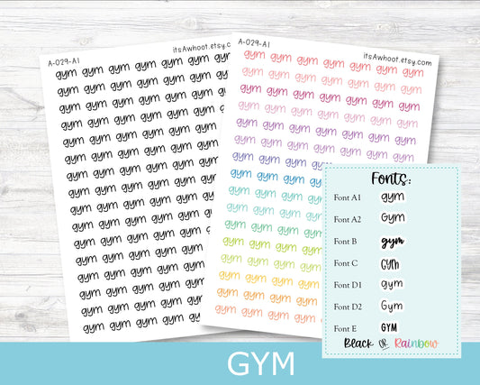 GYM Script Planner Stickers - Multiple Fonts/Colors Available (A029)
