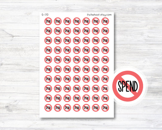 No Spend Planner Stickers, No Spend Sticker (G170)