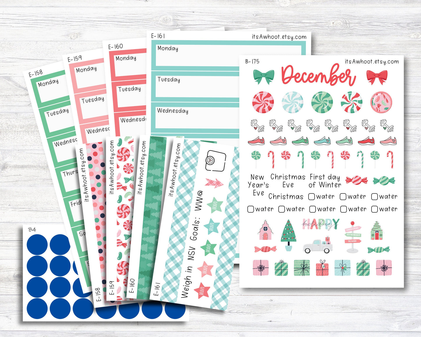 December Kit, So Sweet, Weight Loss Planner Stickers (B175-December3)