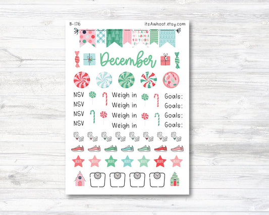 December Stickers, Weight Loss Planner Clipart - So Sweet (B176-December3)