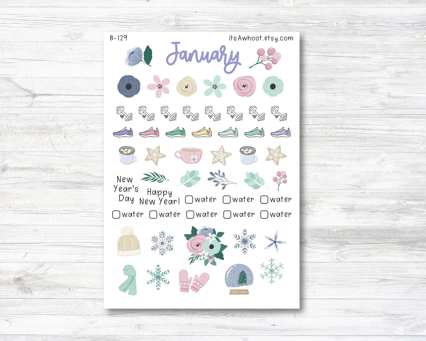 January Kit, Feelin' Cozy, Weight Loss Planner Stickers (B129-January3)