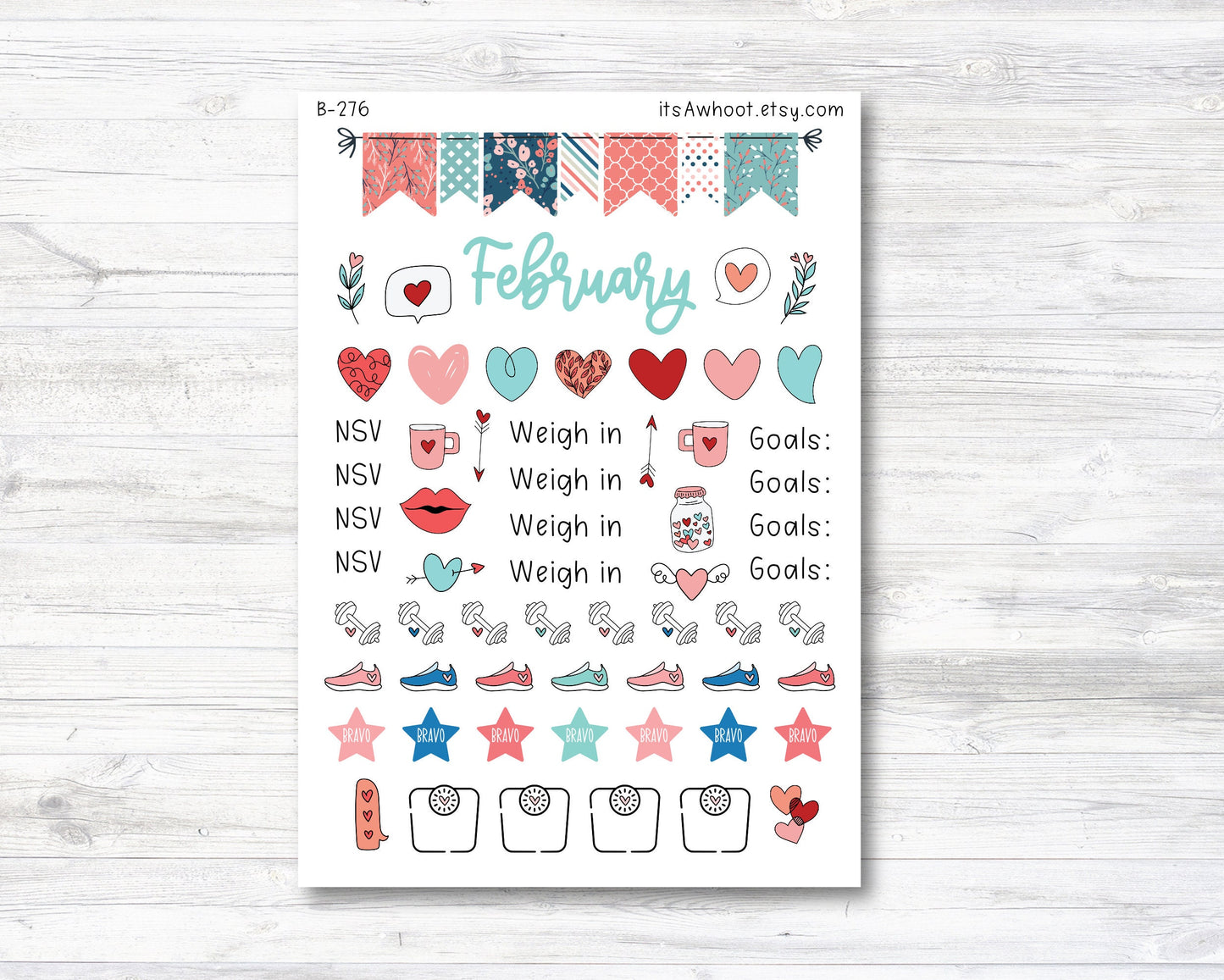 February Stickers, Weight Loss Planner Clipart - I Found You (B276-February3)