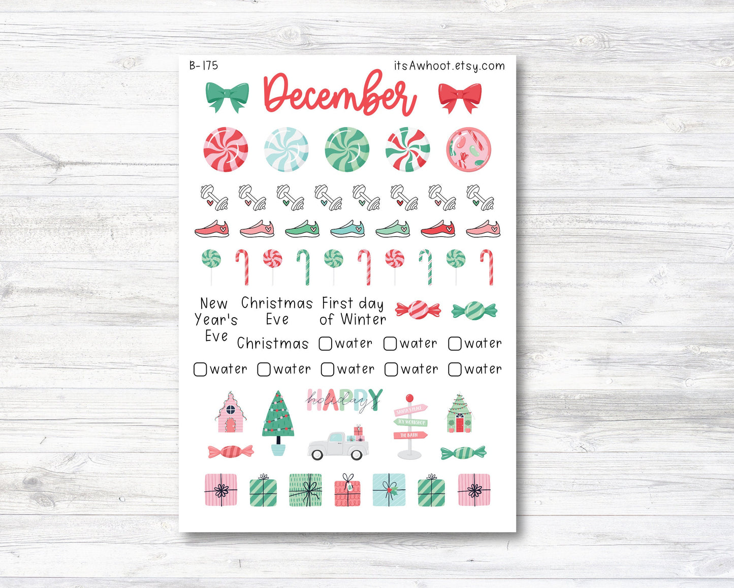 December Kit, So Sweet, Weight Loss Planner Stickers (B175-December3)