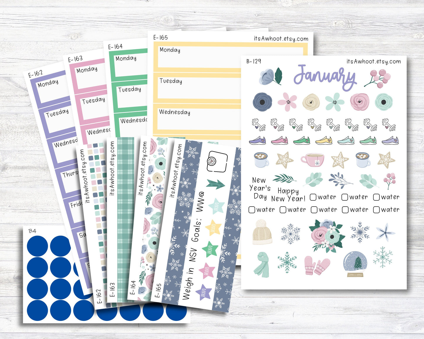 January Kit, Feelin' Cozy, Weight Loss Planner Stickers (B129-January3)