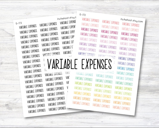 VARIABLE EXPENSES Script Planner Stickers (G173)