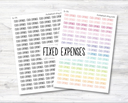 FIXED EXPENSES Script Planner Stickers (G175)