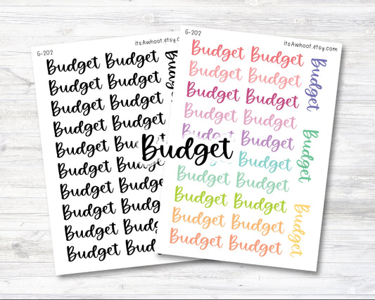BUDGET Script Header Stickers, Budget Planner Stickers (G202)