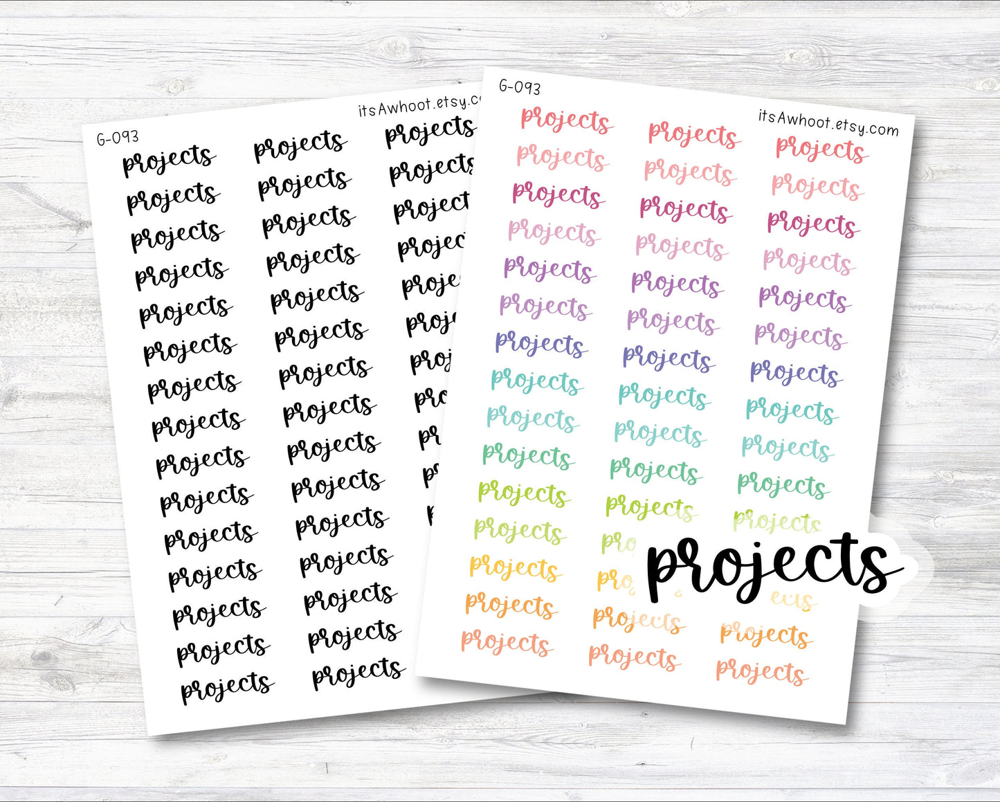 Projects Planner Stickers, Projects Script Stickers (G093)