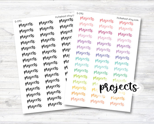 Projects Planner Stickers, Projects Script Stickers (G093)