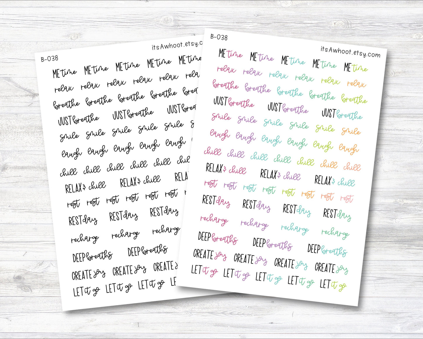 Self Care Inspiration Mixed Script Stickers (B038)