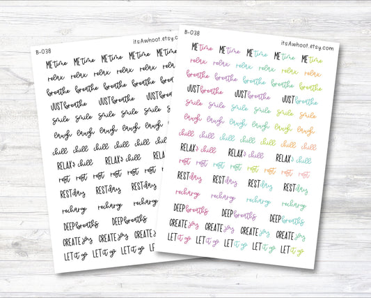 Self Care Inspiration Mixed Script Stickers (B038)