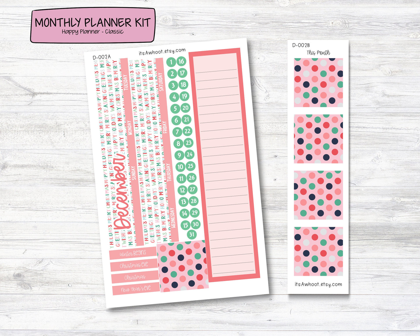 MONTHLY Kit Planner Stickers - DECEMBER "So Sweet" - Happy Planner CLASSIC (D002)