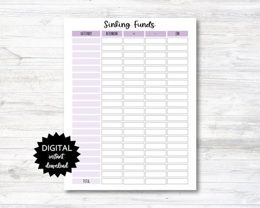 Sinking Funds Printable, Sinking Funds Digital Download - PRINTABLE (N037)