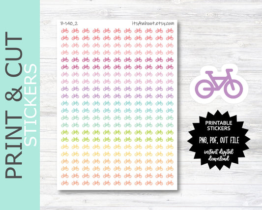Biking PRINT & CUT Planner Stickers - Mini .25" Tall (B140_2PC)