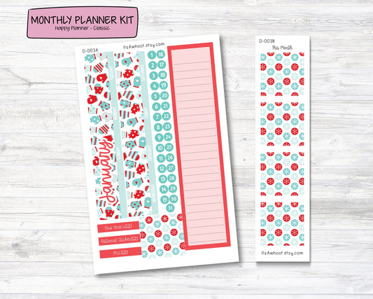 MONTHLY Kit Planner Stickers - JANUARY "Winter Vibes" - Happy Planner CLASSIC (D003)